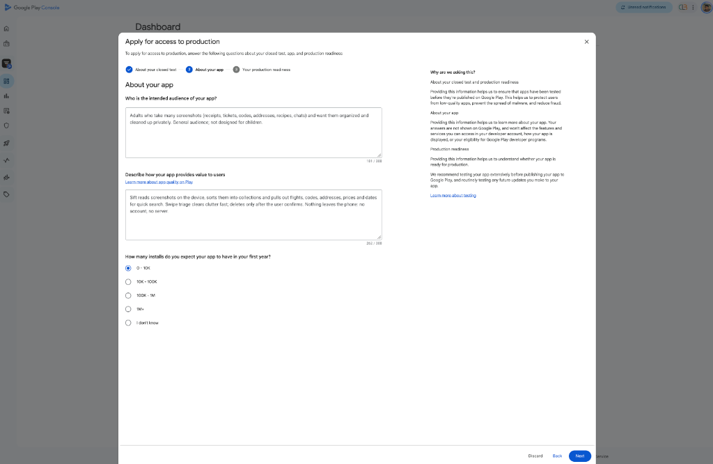 Play Console step 2: About your app